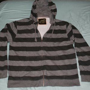 Old Navy Black striped full zip Hoodie X-Large